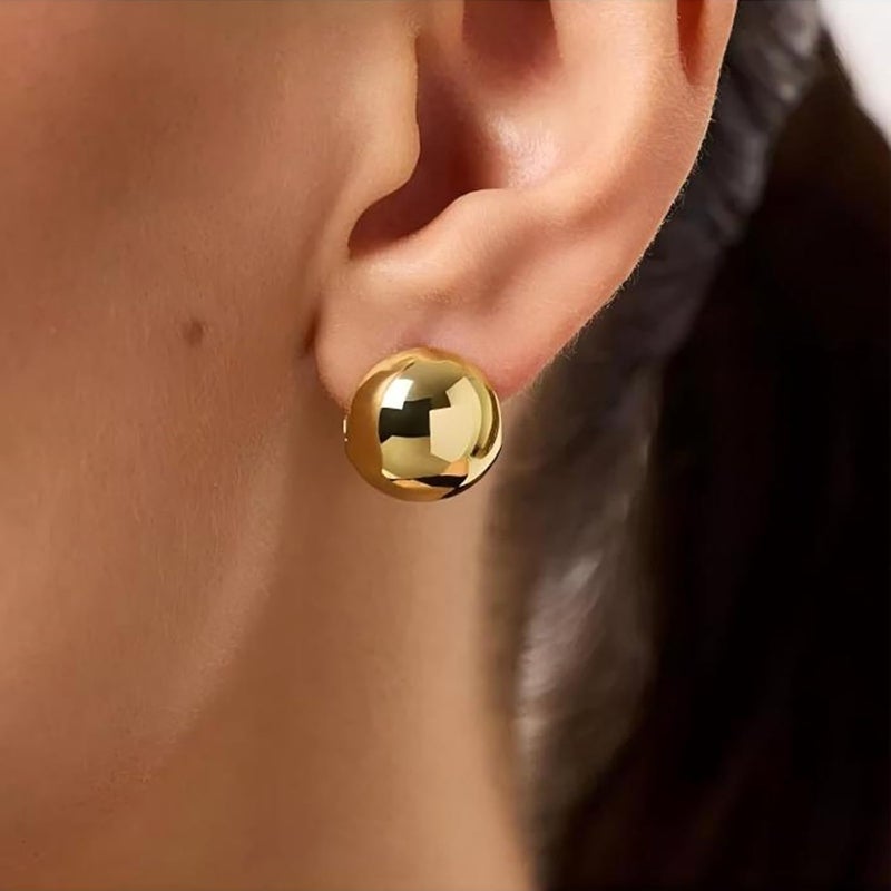 Tewiky Chunky Gold Hoop Earrings for Women, 14k Gold Plated Thick Triple Hoop Earrings Hypoallergenic Trendy Chunky Gold Hoops Earrings Dainty Jewelry Gifts for Women - Image 2